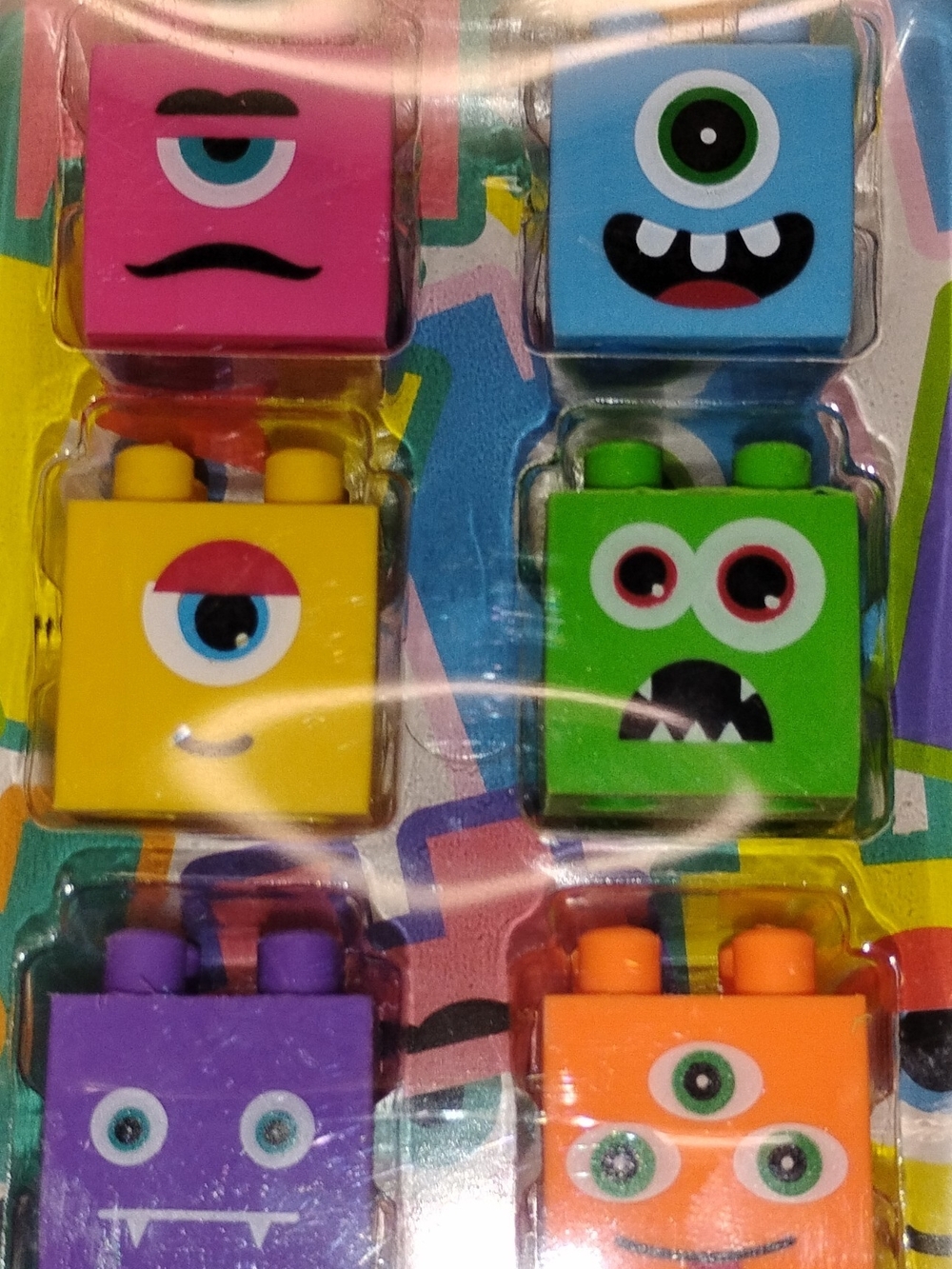 Monster Eye Stackable Building Blocks Eraser Set - Multicolor